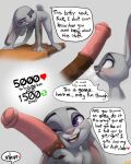  2023 animal_genitalia animal_penis anthro anthro_on_anthro big_penis buck_colton_(thehumancopier) canon_x_oc dialogue disembodied_penis disney duo embrace english_text equid equine equine_genitalia equine_penis erection faceless_character faceless_male female female_focus female_on_top genitals hi_res horse hug interspecies it&#039;ll_never_fit judy_hopps lagomorph larger_male leporid male male/female mammal on_top penile penis penis_grab penis_hug penis_worship purple_eyes rabbit size_difference smaller_female solo_focus speech_bubble text thehumancopier zootopia 
