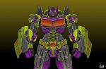  artist_name character_request clenched_hands ct990413 decepticon gradient_background highres looking_at_viewer mecha no_humans orange_eyes robot science_fiction solo straight-on transformers variant_set 