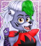  2022 25:28 absurd_res anthro bust_portrait canid canine canis clothing colored_nails countershade_fur countershading ear_piercing ear_ring eyebrows eyeshadow facial_markings female fingerless_gloves five_nights_at_freddy&#039;s five_nights_at_freddy&#039;s:_security_breach fur gesture gloves green_hair hair handwear head_markings hi_res lipstick long_hair looking_back makeup mammal markings nails open_mouth piercing portrait purple_eyeshadow purple_lipstick ring_piercing roxanne_wolf_(fnaf) scottgames sharp_teeth solo teeth tongue v_sign white_hair wolf yellow_eyes yugure-lordmediocre 