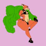  2023 a-side anthro bikini bikini_bottom bikini_top black_clothing butt canid canine clothed clothing collar crossdressing disney footwear fox fur girly gloves green_clothing green_robe half-closed_eyes hand_on_knee hand_on_leg handwear hi_res high_heels inner_ear_fluff looking_away male mammal mouth_closed narrowed_eyes navel navel_piercing nick_wilde one_leg_up open_clothing open_robe panties piercing pose raised_leg robe side_view smile smirk solo swimwear thick_thighs tuft underwear wide_hips zootopia 