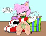  2023 5_toes amy_rose anthro beckoning blush christmas color_edit colored countershade_feet countershading edit eulipotyphlan feet female foot_fetish foot_focus fur gesture gift green_eyes hedgehog hi_res holidays humanoid_feet mammal pink_body pink_fur plantigrade seductive sega shelfi shoes_removed sitting sitting_on_ground soles solo sonic_the_hedgehog_(series) thefunnierbones toes toes_tied 