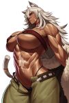  abs absurdres bandeau belt biceps choker dark-skinned_female dark_skin eyepatch fur-trimmed_jacket fur_trim ghislaine_dedoldia green_pants highleg highleg_panties highres jacket muscular muscular_female mushoku_tensei obliques one-eyed open_belt open_pants panties pants red_bandeau red_choker scar scar_on_cheek scar_on_face scar_on_stomach sotcho tail tail_ornament tail_ring thick_arms underwear 