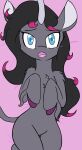  2019 black_hair blue_eyes blush blush_lines chest_tuft cloven_hooves digital_drawing_(artwork) digital_media_(artwork) equid equine eyebrows female feral fur grey_body grey_fur hair hi_res hooves horn looking_at_viewer lying mammal multicolored_hair oleander_(tfh) on_back open_mouth purple_hooves raised_hoof shinkaku shoulder_tuft solo tail them&#039;s_fightin&#039;_herds tuft two_tone_hair unicorn wide_hips 