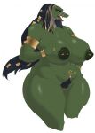  2023 5_fingers ammit ammit_(moon_knight) ankh ankh_piercing anthro areola armlet bandage barbell_piercing belly bent_arm big_areola big_breasts big_nipples biped black_eyebrows black_eyelashes black_eyelids black_pubes black_pupils braided_hair breasts carsen claws colored_sketch crocodile crocodilian crocodylid curvy_figure dark_areola dark_nipples deity digital_drawing_(artwork) digital_media_(artwork) egyptian_headdress egyptian_mythology eyebrows eyelashes eyelids female finger_claws fingers front_view genitals glistening glistening_areola glistening_belly glistening_body glistening_eyelids glistening_legs glistening_thighs gold_(metal) gold_jewelry green_body green_scales hair hand_on_breast hand_on_own_breast hi_res humanoid_hands jewelry long_eyelashes long_hair looking_aside marvel marvel_cinematic_universe middle_eastern_mythology moon_knight_(series) mostly_nude mostly_nude_anthro mostly_nude_female mythology narrowed_eyes navel navel_piercing nemes_(clothing) nipple_piercing nipples no_irises open_mouth orange_sclera piercing pink_pussy pink_tongue portrait pubes puffy_areola puffy_nipples pupils pussy reptile ring scales scalie sharp_teeth simple_background sketch snout solo standing teeth thick_thighs three-quarter_portrait tongue voluptuous white_background wristband 