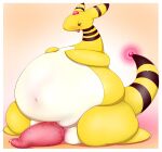  ampharos animal_genitalia bboing belly big_belly feral generation_2_pokemon genital_slit genitals hi_res male navel nintendo overweight overweight_male penis pokemon pokemon_(species) relaxed_expression slit solo tail tapering_penis 