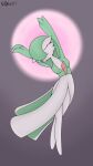  2022 3_fingers absurd_res breasts eyes_closed featureless_feet female fingers gardevoir generation_3_pokemon green_hair hair hair_over_eye hi_res humanoid nintendo nobori not_furry one_eye_obstructed pokemon pokemon_(species) signature small_breasts smile solo 