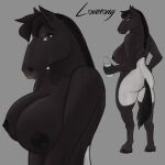  1:1 2021 anthro anus appaloosa areola big_breasts biped black_areola black_body black_hair black_hooves black_mane black_nipples black_tail bottle breasts brown_eyes butt container equid equine female genitals grey_background hair hi_res holding_water_bottle hooves horse looking_at_viewer looking_back looking_back_at_viewer lovesong mammal mane multicolored_body nipples nude pussy side_boob simple_background solo tail thick_thighs two_tone_body unguligrade_anthro water_bottle white_body 