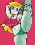  &lt;3 big_breasts big_butt blonde_hair blue_eyes blush breasts butt cave_story clothed clothing curly_brace female flexible green_eyes hair hand_on_leg headphones humanoid looking_back looking_pleasured machine one_leg_up panties partially_clothed raised_leg robot robot_humanoid simple_background solo splits spread_legs spreading standing thick_thighs tongue topwear underwear vertical_splits wamudraws white_body 