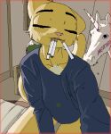  anthro bethesda_softworks cigarette clothed clothing digital_media_(artwork) duo equid equine felid female feral food fur horn katia_managan khajiit legume light looking_at_viewer mammal pea_(food) plant prequel_adventure selfie skooma smile sunlight tail text the_elder_scrolls topwear unicorn vegetable webcomic yellow_body yellow_fur 