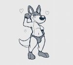  &lt;3 animal_crossing anthro barefoot briefs briefs_only clothed clothing feet grey_background kangaroo macropod male mammal marsupial monochrome navel nintendo otterdownunder rooney_(animal_crossing) simple_background smile solo topless underwear underwear_only 