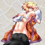  arm_warmers bad_id bad_pixiv_id blonde_hair breasts fingernails green_eyes groin highres large_breasts long_fingernails midriff mizuhashi_parsee navel ootsuki_wataru pointy_ears sharp_fingernails short_hair solo touhou 