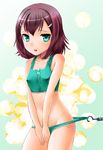  bad_id bad_pixiv_id baka_to_test_to_shoukanjuu bikini brown_hair covered_nipples flat_chest genderswap genderswap_(mtf) green_eyes hook kinoshita_hideyoshi sawara short_hair solo swimsuit 