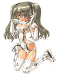  alternate_costume alternate_eye_color alternate_hair_color aqua_eyes bad_id bad_pixiv_id bangs bare_shoulders blush boots breasts busou_shinki cleavage cleavage_cutout dd_(ijigendd) doll_joints elbow_gloves finger_to_mouth from_side full_body gloves grey_hair hair_between_eyes kneeling large_breasts leotard long_hair looking_at_viewer pointy_ears side_cutout simple_background slender_waist solo thigh_boots thigh_gap thighhighs twintails underboob underboob_cutout valona wavy_hair white_background white_footwear white_gloves white_legwear 