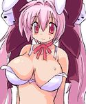  1girl aliasing animal_ears blush breasts bunny_ears cleavage di_gi_charat dice female large_breasts long_hair oekaki pink_eyes pink_hair simple_background solo sweatdrop usada_hikaru very_long_hair wardrobe_malfunction white_background 