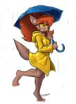  bottomless canid canine clothed clothing female flauschdraws mammal raincoat raining umbrella were werecanid werecanine werewolf winnie_werewolf_(ghoul_school) 
