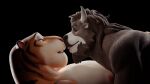  absurd_res black_background bovid bovine buru_(buruthebull) cattle cuddling disney duo floating hi_res intimate kissing male male/male mammal rim_light simple_background tiger_dancer_(zootopia) valorlynz zootopia 