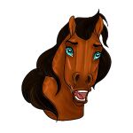  1:1 2021 alpha_channel amber18db ambiguous_gender blue_eyes brown_body brown_hair brown_mane digital_media_(artwork) dolero equid equine eyebrows feral hair headshot_portrait horse looking_at_viewer low_res mammal mane open_mouth portrait simple_background solo surprised_expression teeth tongue 
