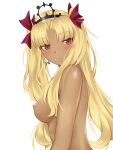  blonde_hair dark-skinned_female dark_skin ereshkigal_(fate) ereshkigal_alter_(fate) fate/grand_order fate_(series) highres nude red_eyes simple_background topless twintails user_msen3525 white_background 