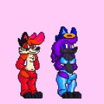  animated anthro bodily_fluids canid canine clothing couple_(disambiguation) cum dog-1 duo ejaculation erection female fox genital_fluids girly intersex intersex/male male mammal panties rubber rubber_clothing rubber_suit thick_thighs underwear 