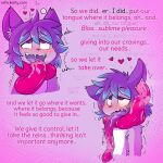 absurd_res anthro blush bodily_fluids comic dialogue drooling english_text expansion felid feline fur hair hi_res hyper hyper_tongue kaitty kaittycat male mammal open_mouth parasite saliva simple_background solo text tongue tongue_expansion tongue_out transformation 