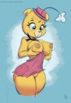  anthro bear big_breasts blush breast_play breasts clothing dress female floral_rugg flower_in_hat hanna-barbera hat headgear headwear hi_res joelasko mammal solo the_hillbilly_bears thick_thighs 