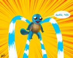  cosplay dialogue_box doctor_octopus doctor_octopus_(cosplay) highres marvel marvel_cinematic_universe non-web_source pokemon pokemon_(anime) pokemon_(creature) pokemon_(game) senseigablll spider-man:_no_way_home squirtle squirtle_squad 