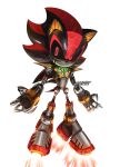  1boy claws commentary highres looking_at_viewer red_eyes red_footwear robot shadow_the_hedgehog snartles solo sonic_(series) white_background 