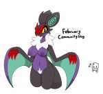  anthro belly black_body breasts colored colored_nails digital_drawing_(artwork) digital_media_(artwork) female fluffy fluffy_chest fur generation_6_pokemon hi_res nails nintendo nipples noivern nude pokemon pokemon_(species) pubes purple_body red_nails rex_santos simple_background solo tail white_background wings yellow_eyes 