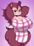  animal_crossing anthro apron apron_only big_breasts black_eyes breasts clothing eulipotyphlan female half-closed_eyes hands_behind_head hedgehog hi_res huge_breasts huge_hips huge_thighs lewd_dorky looking_at_viewer mammal mostly_nude multicolored_body narrowed_eyes nintendo sable_able solo thick_thighs two_tone_body wide_hips 