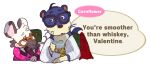  2023 animal_crossing anthro biped blue_body clothing duo english_text eyewear glasses high_rhulain humanoid_hands lyle_(animal_crossing) mammal murid murine nintendo rat rodent shirt text topwear 