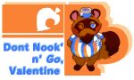  2023 animal_crossing anthro blush brown_body canid canine clothing english_text hat headgear headwear high_rhulain holidays male mammal nintendo one_eye_closed overweight overweight_male raccoon_dog shirt solo tanuki text tom_nook_(animal_crossing) topwear valentine&#039;s_day wink 