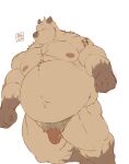  2023 absurd_res anthro belly big_belly brown_body capybara caviid eyes_closed flaccid genitals hi_res kemono lost_out_gi male mammal moobs musclegut navel nipples overweight overweight_male penis pubes rodent scar solo tattoo 