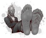  barefoot clothed clothing demon feet fire_demon foot_fetish foot_focus humanoid kredri male monster not_furry paws simple_background soles solo toes 