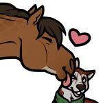  &lt;3 2022 a-pony ambiguous_gender brown_body brown_hair brown_mane canid canine canis digital_media_(artwork) dolero domestic_dog duo equid equine eyes_closed feral hair horse licking licking_another looking_at_another mammal mane multicolored_body simple_background tongue tongue_out two_tone_body 