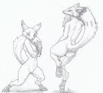  anthro breasts butt canid canine claws crestfallenartist digitigrade duo facial_markings female fox genitals head_markings mammal markings nipples nude pawpads paws pussy tail 