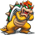  1boy absurdres bowser bracelet crossed_arms highres horns jewelry mario_&amp;_luigi_rpg mario_&amp;_luigi_rpg_(style) mario_(series) official_art open_mouth red_hair shadow sharp_teeth spiked_bracelet spiked_shell spiked_tail spikes tail teeth transparent_background 