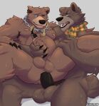  age_difference anal anal_penetration anthro baby_bear_(puss_in_boots) balls bear black_penis blue_eyes brown_balls brown_body brown_fur brown_penis churrosolixoso digital_media_(artwork) dreamworks duo father father_and_child father_and_son fur genitals hi_res holding_penis humanoid_genitalia humanoid_penis incest_(lore) jewelry male male/male male_penetrated male_penetrating male_penetrating_male mammal mature_anthro mature_male muscular muscular_anthro muscular_male necklace nipples nude one_eye_closed open_mouth papa_bear_(puss_in_boots) parent parent_and_child pecs penetration penis puss_in_boots_(film) puss_in_boots_the_last_wish scar scarf sex simple_background size_difference son teeth younger_male 
