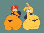  4:3 anthro archie_comics big_breasts big_butt blue_eyes blush bra breasts bunnie_rabbot butt chipmunk chubby_female clothed clothing duo eldiipiid female fur green_eyes ground_squirrel hair hi_res huge_breasts huge_butt lagomorph leporid mammal orange_body orange_fur partially_clothed rabbit red_hair rodent sally_acorn sciurid sega slightly_chubby sonic_the_hedgehog_(archie) sonic_the_hedgehog_(comics) sonic_the_hedgehog_(series) sports_bra thick_thighs tight_clothing underwear yellow_body yellow_fur 