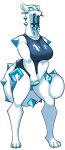  anthro big_breasts big_tail blue_body blue_clothing blue_leotard blue_sclera breasts chien-pao clothed clothing elemental_creature female generation_9_pokemon hi_res huge_breasts ice ice_creature legendary_pokemon leotard long_tail looking_at_viewer mineral_fauna nintendo pokemon pokemon_(species) royal3rd simple_background snow snow_creature solo tail thick_thighs white_background white_body white_eyes wide_hips 