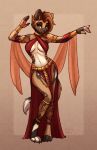  absurd_res accessory african_wild_dog alexandracoletterawley anthro belly_dancer breasts canid canine clothing egyptian exotic_dancer female hair hi_res honeymooo jewelry mammal pinup pose short_hair smile solo under_boob 