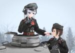  #johannathechocolatelover 2girls absurdres brown_hair commentary_request english_commentary green_eyes highres johanna_(sebastian_z) military military_uniform morisawa-yumi multiple_girls nazi original scho-ka-kola second-party_source short_hair uniform world_war_ii yuri 