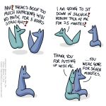  1:1 ambiguous_gender blue_body blue_fox_(foxes_in_love) blue_fur blue_tail canid canine comic dialogue duo english_text feral fox foxes_in_love fur green_body green_fox_(foxes_in_love) green_fur green_tail hi_res male_(lore) mammal shadow simple_background tail text url 