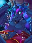  2023 5_fingers ambiguous_gender anthro breasts dark-ahroun-friesian digital_media_(artwork) duo equid equine eyebrows eyelashes female fingers friendship_is_magic hasbro hi_res horn mammal my_little_pony nipple_piercing nipples piercing princess_luna_(mlp) winged_unicorn wings 