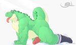  2019 all_fours alligator alligatorid anthro barazoku bedroom_eyes big_butt big_pecs big_penis bodily_fluids butt clothing colored_sketch crocodilian dripping erection footwear footwear_only genitals grandall_(artist) grandall_(character) green_body green_scales hi_res looking_back lust male mostly_nude muscular muscular_male narrowed_eyes overweight overweight_male pecs penis raised_tail reptile saliva saliva_drip scales scalie scaly_tail seductive side_view simple_background sketch socks socks_only solo tail thick_tail thick_thighs tongue tongue_out vein veiny_penis 