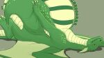  ambiguous_gender belly big_belly dragon eyes_closed feral green_background green_body green_wings holding_belly huge_belly hyper hyper_belly lying on_back roobin scales scalie signature simple_background solo sound_effects teeth wings yellow_body yellow_scales 