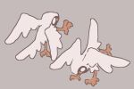  ambiguous_gender angel avian duo feathers feral grey_background hi_res simple_background talons unknown_species white_body white_feathers yakkotsuki 