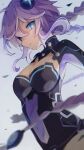  1girl blue_eyes braid breasts cleavage covered_navel d-pad d-pad_hair_ornament hair_ornament happy highres leotard long_hair looking_at_viewer medium_breasts neptune_(series) power_symbol purple_hair purple_heart smile solo symbol-shaped_pupils twin_braids very_long_hair 