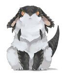  animal animal_focus black_scales dragon full_body fusion highres looking_at_viewer no_humans omarumaru orange_eyes original rabbit simple_background solo straight-on white_background white_fur 