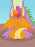  2020 3:4 absurd_res anthro anus blush butt digital_media_(artwork) dragon duo fellatio female friendship_is_magic genitals hasbro hi_res male male/female my_little_pony oral orange_body penile penis purple_body pussy rear_view sex simple_background smolder_(mlp) spike_(mlp) spread_wings tail theonewithoutaname wings 