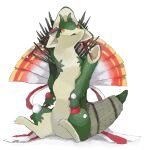  absurdres animal animal_focus bamboo dragon full_body highres kadomatsu no_humans omarumaru orange_eyes original simple_background sitting solo white_background 